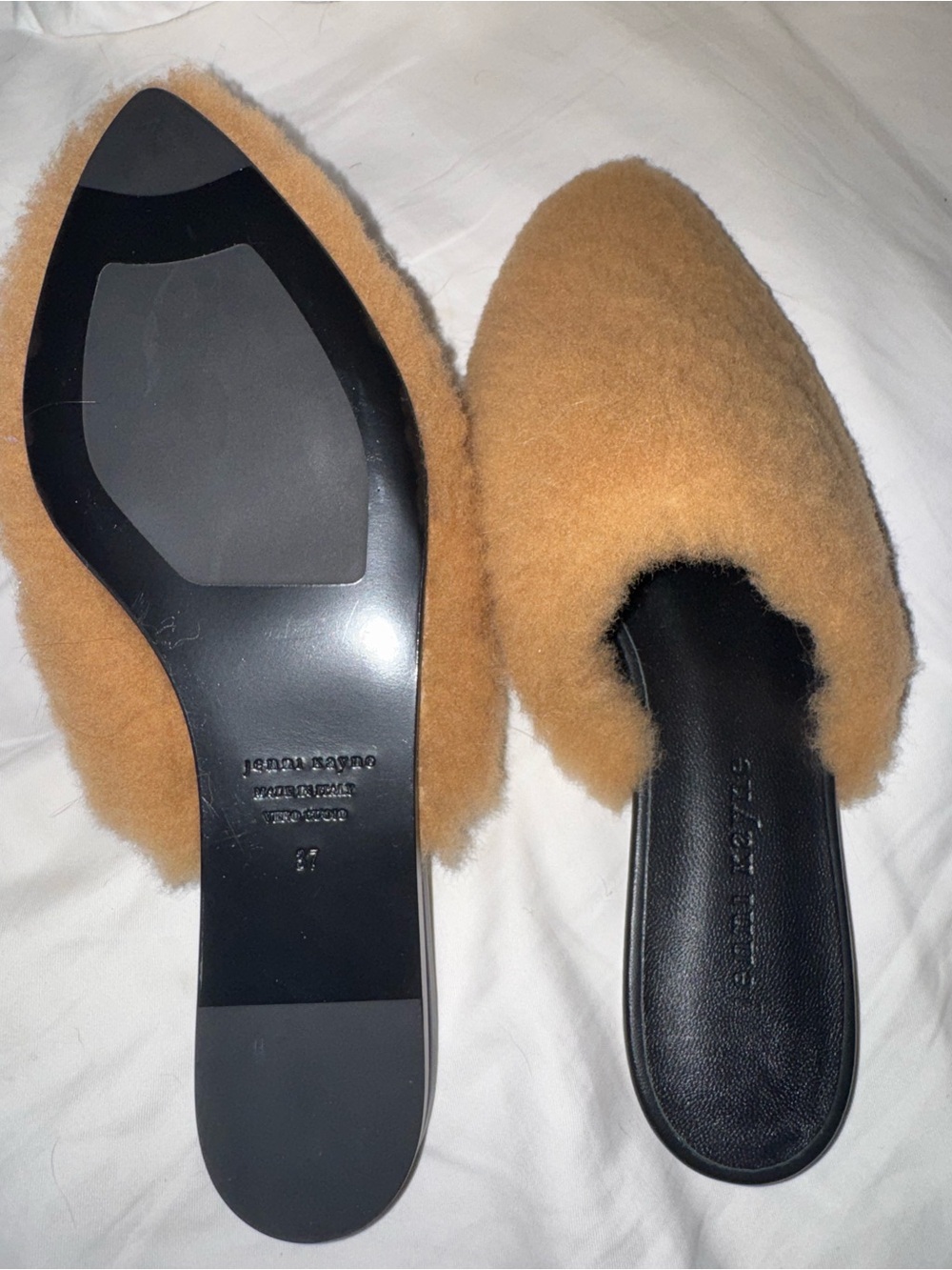 Jenni Kayne Camel Faux Shearling Slip-On Mules 6.5 Never Worn - No Box - Picture 4 of 4